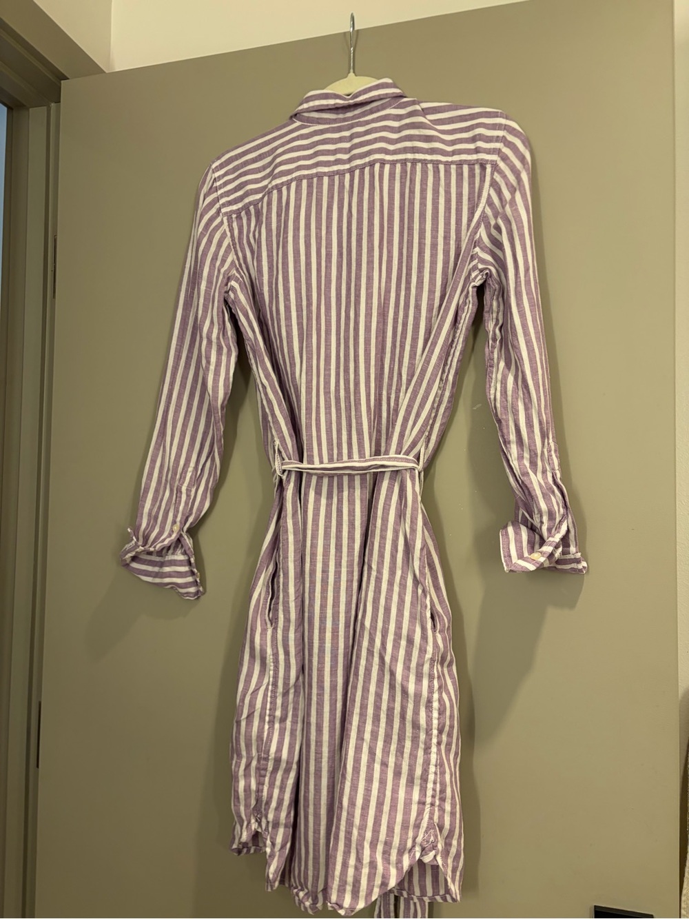 Ralph Lauren Lavender and White Striped Button-Front Shirt Dress - Picture 3 of 9